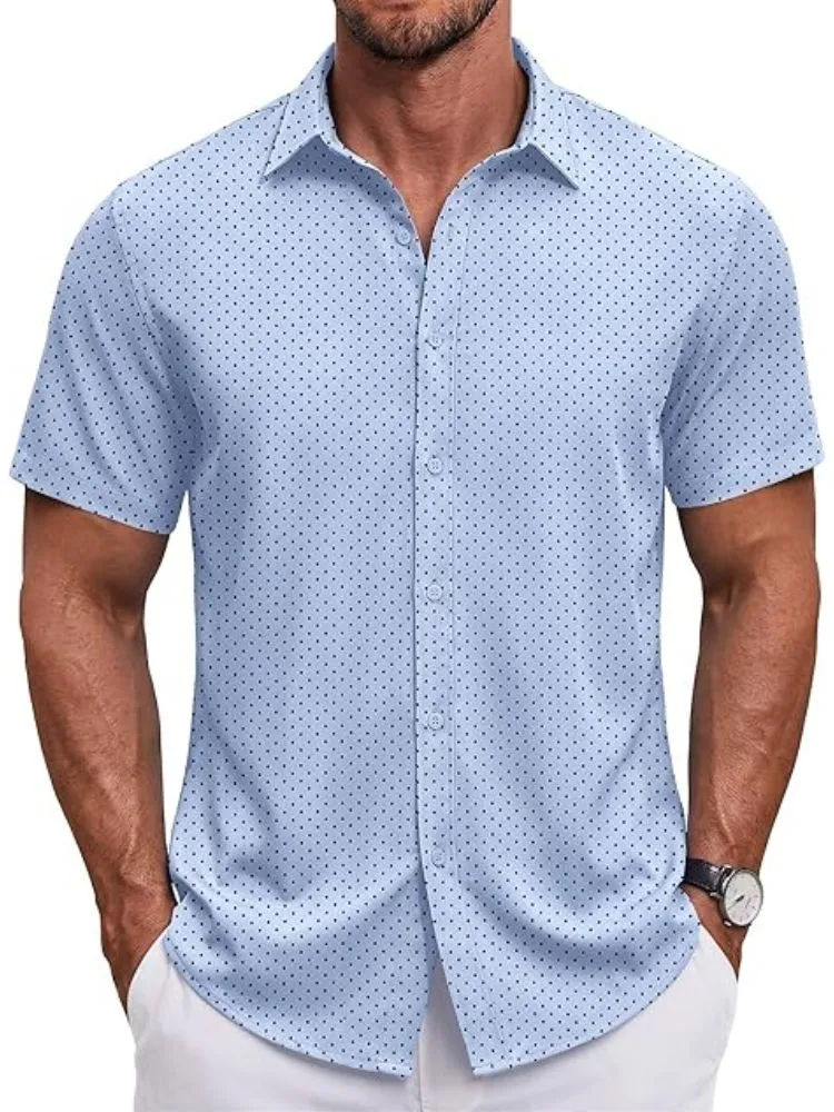 S Short Sleeve Casual Button-Down Shirt