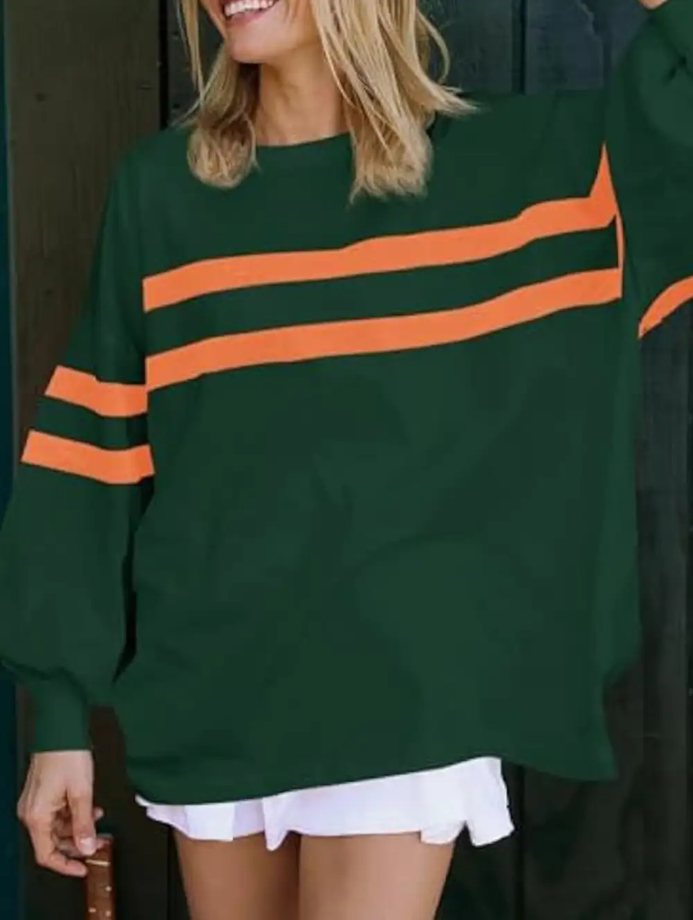Striped Crew Neck Loose Sweatshirt