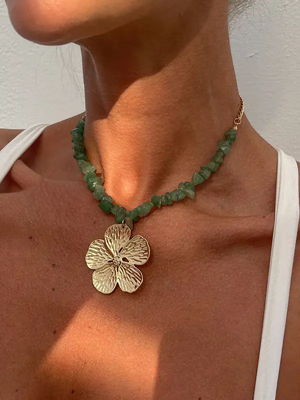 Floral Alloy Vintage Necklace