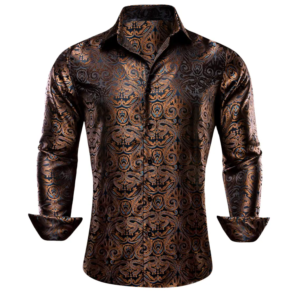 Modern Paisley Long Sleeve Silk Dress Shirt