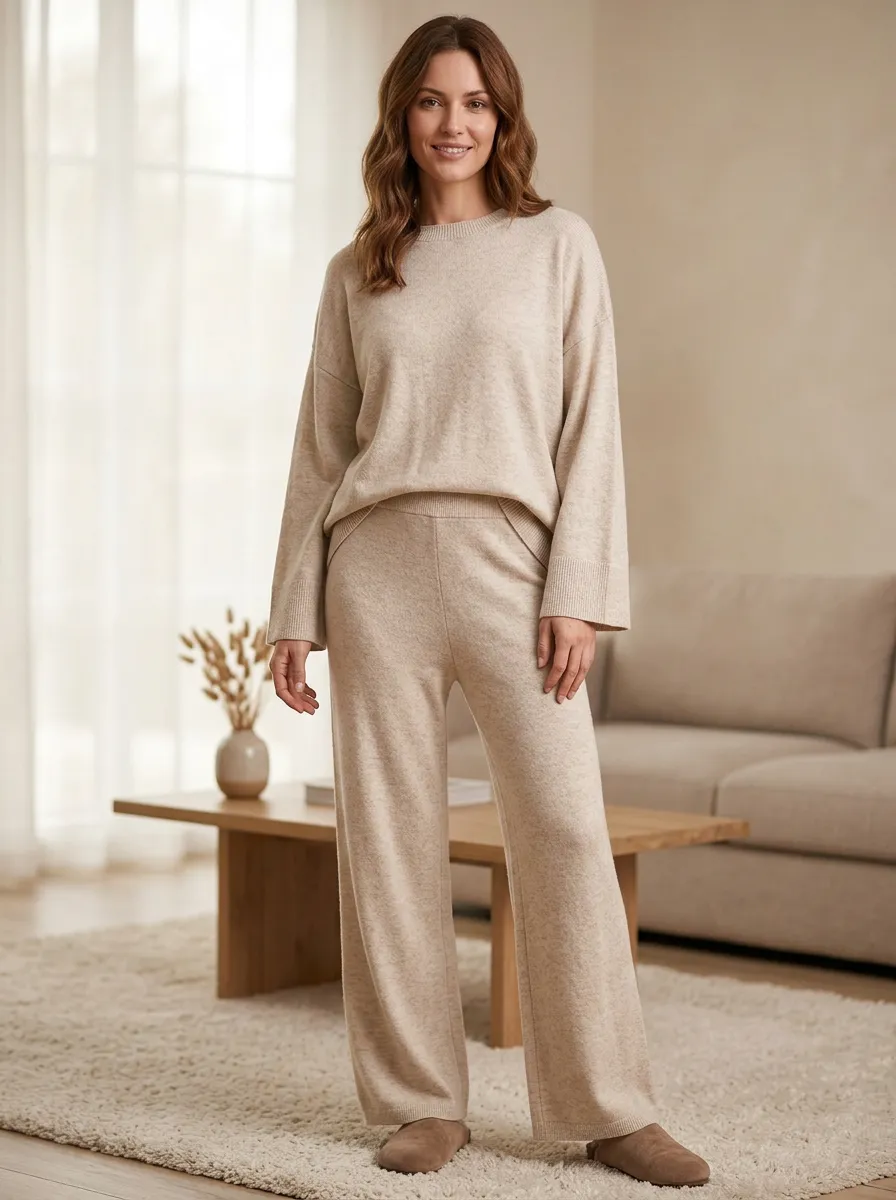 Polished Knit Long-Sleeve Lounge Set