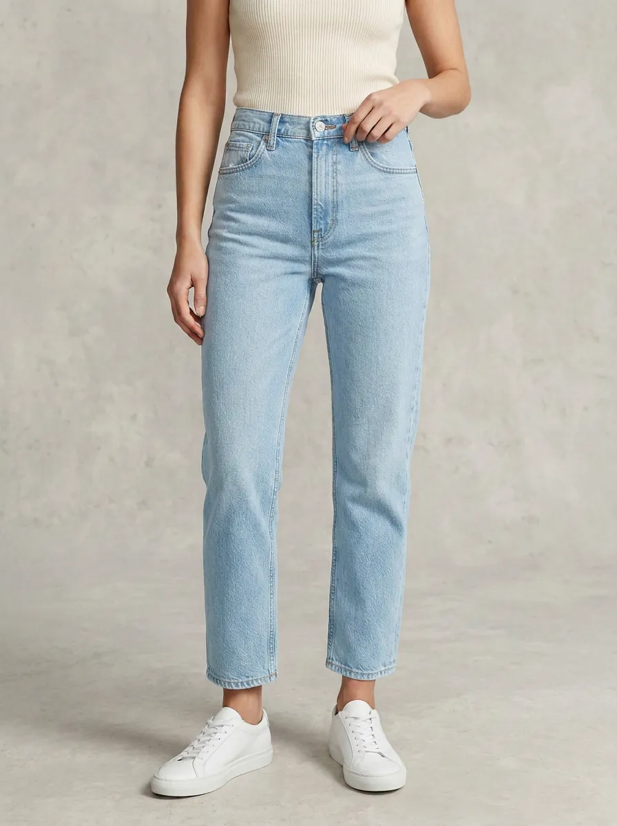 Polished High-Rise Vintage-Wash Women's Straight-Leg Jeans
