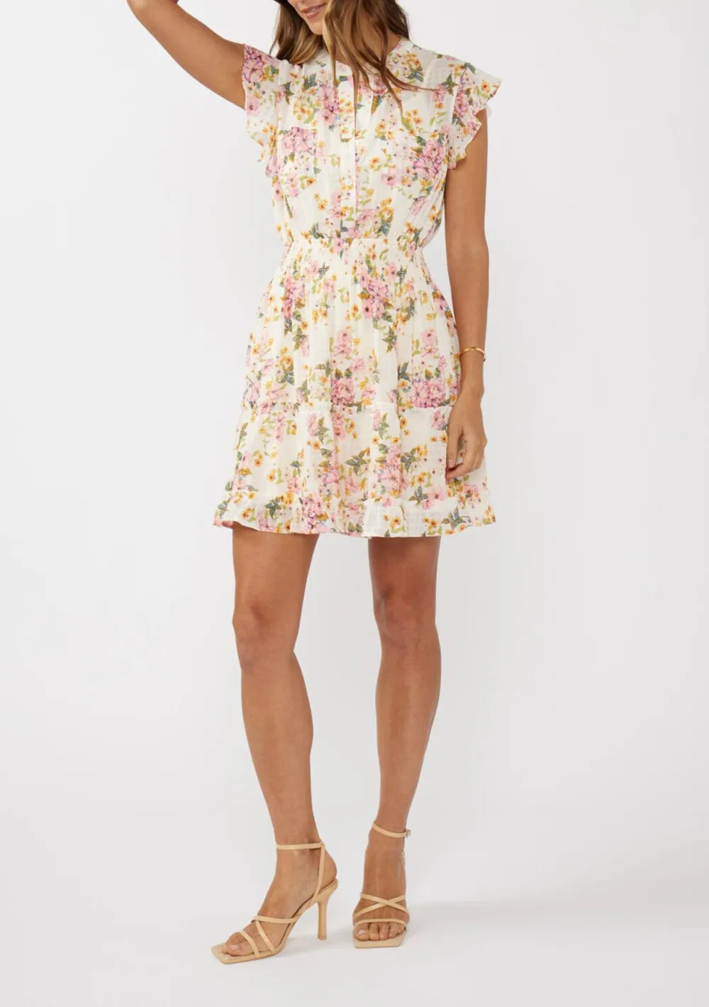 Half Button Floral Dress