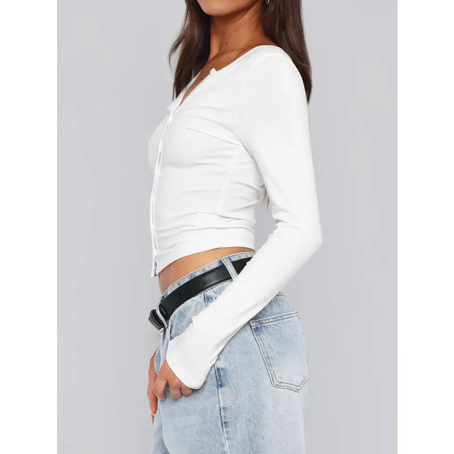 Button Down Long Sleeve Top
