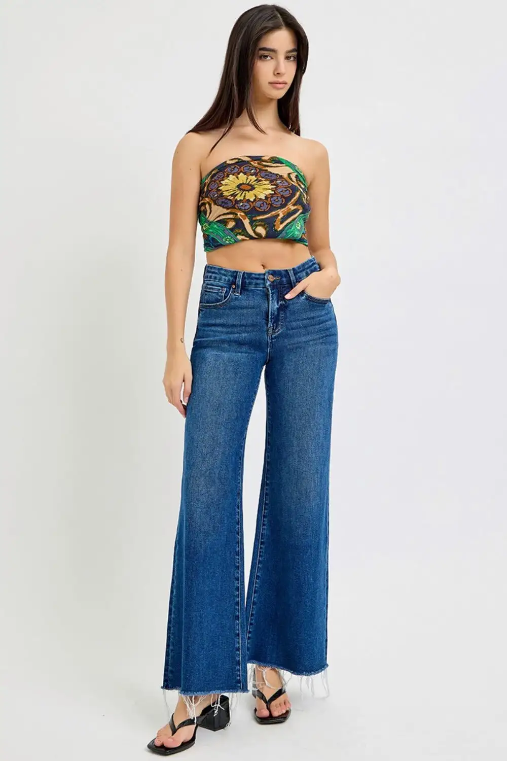 Clean Pleated Denim Jeans