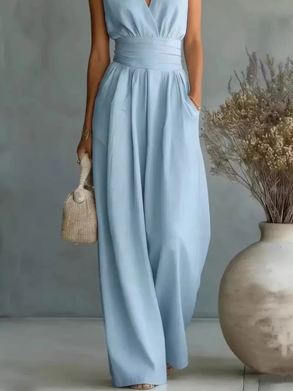 Casual Wide Leg Sleeveless Jumpsuit