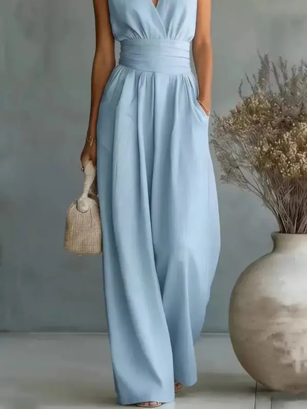 Casual Wide Leg Sleeveless Jumpsuit