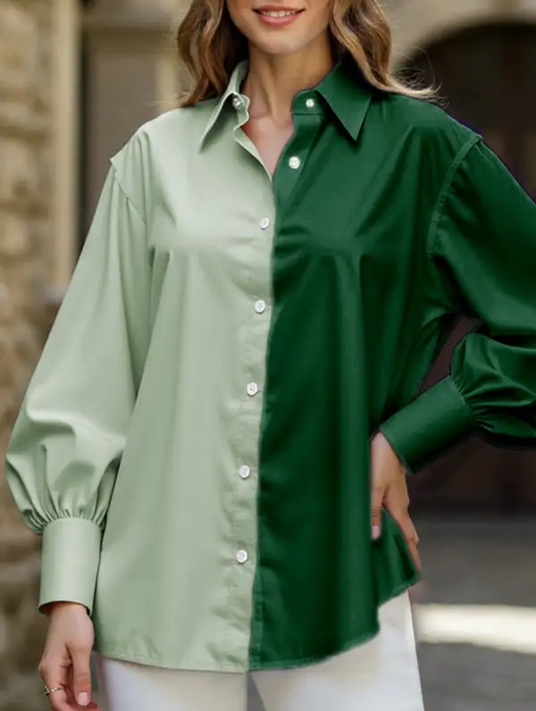 Simple Patchwork Contrast Detail Shirt