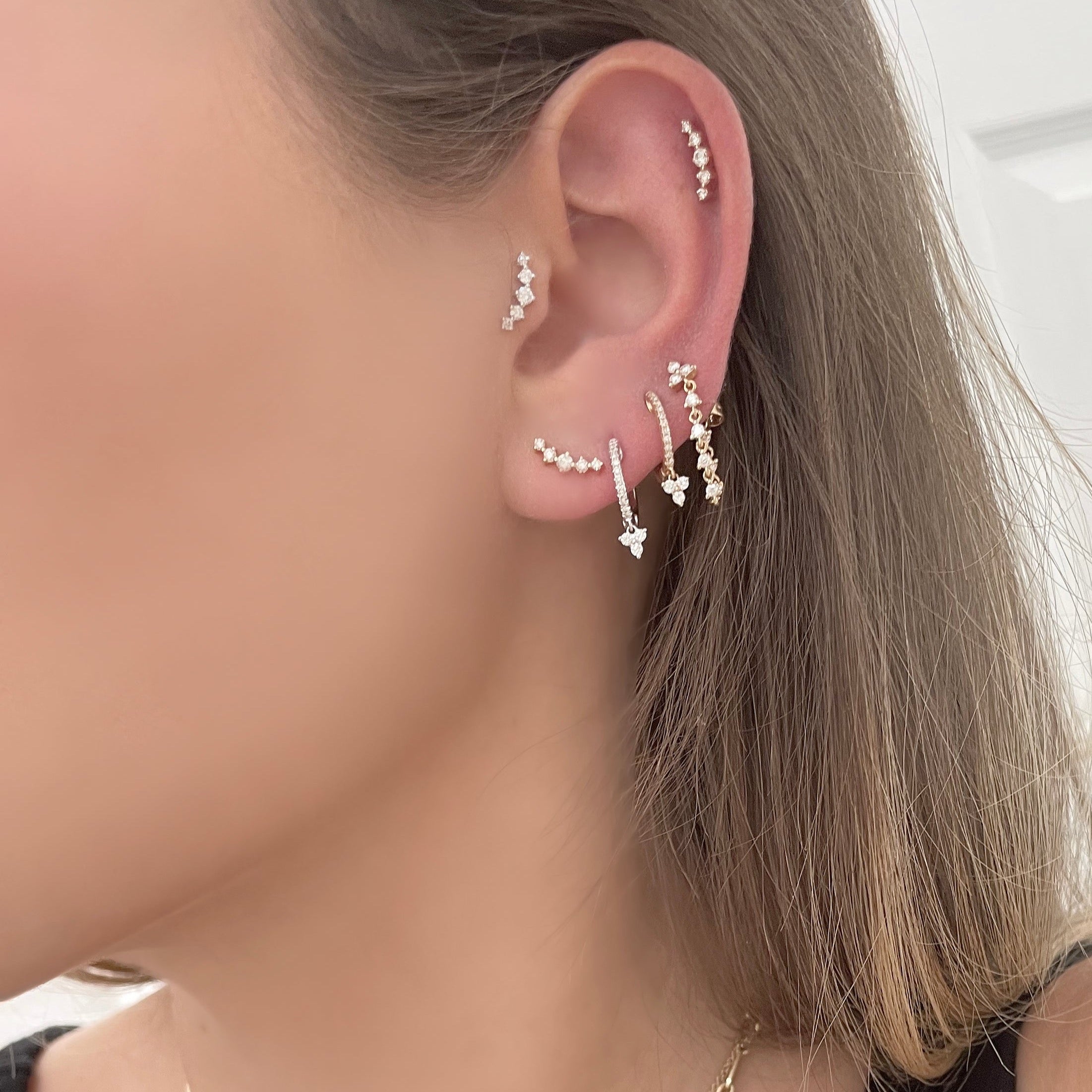 Openwork Tonal Gem Detail Earrings