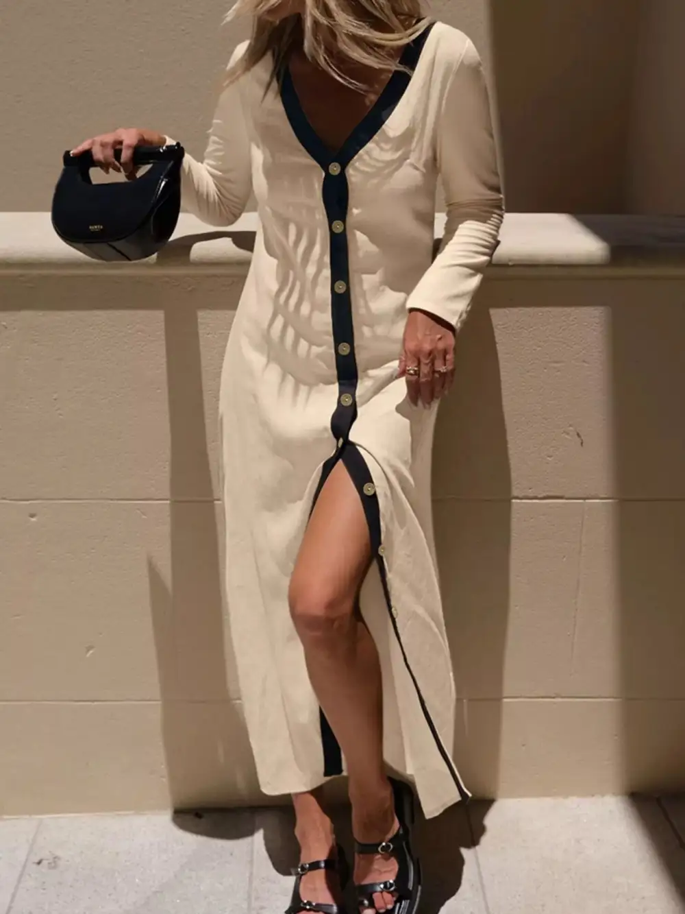 Finish Button Front Midi Dress