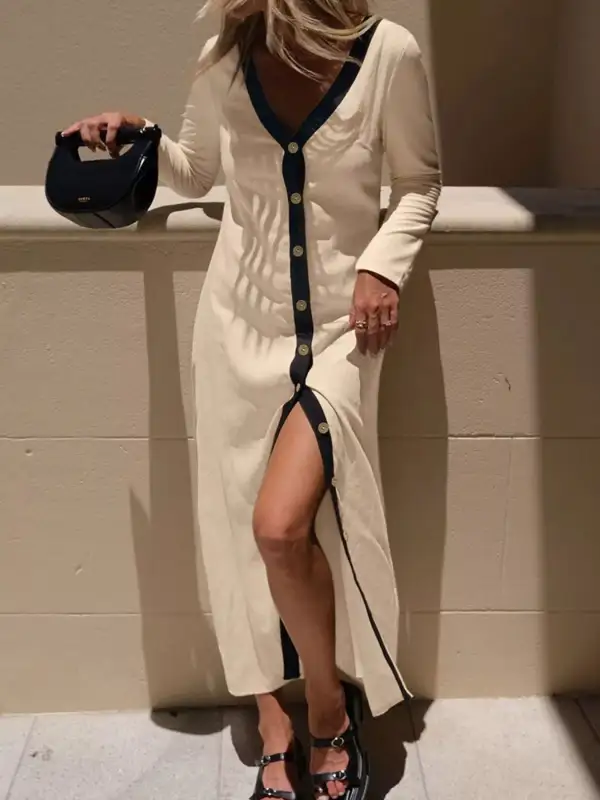 Finish Button Front Midi Dress