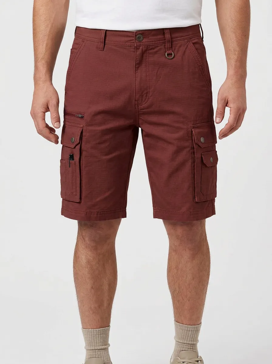 Men's Khaki Multi-Pocket Tactical Cargo Shorts