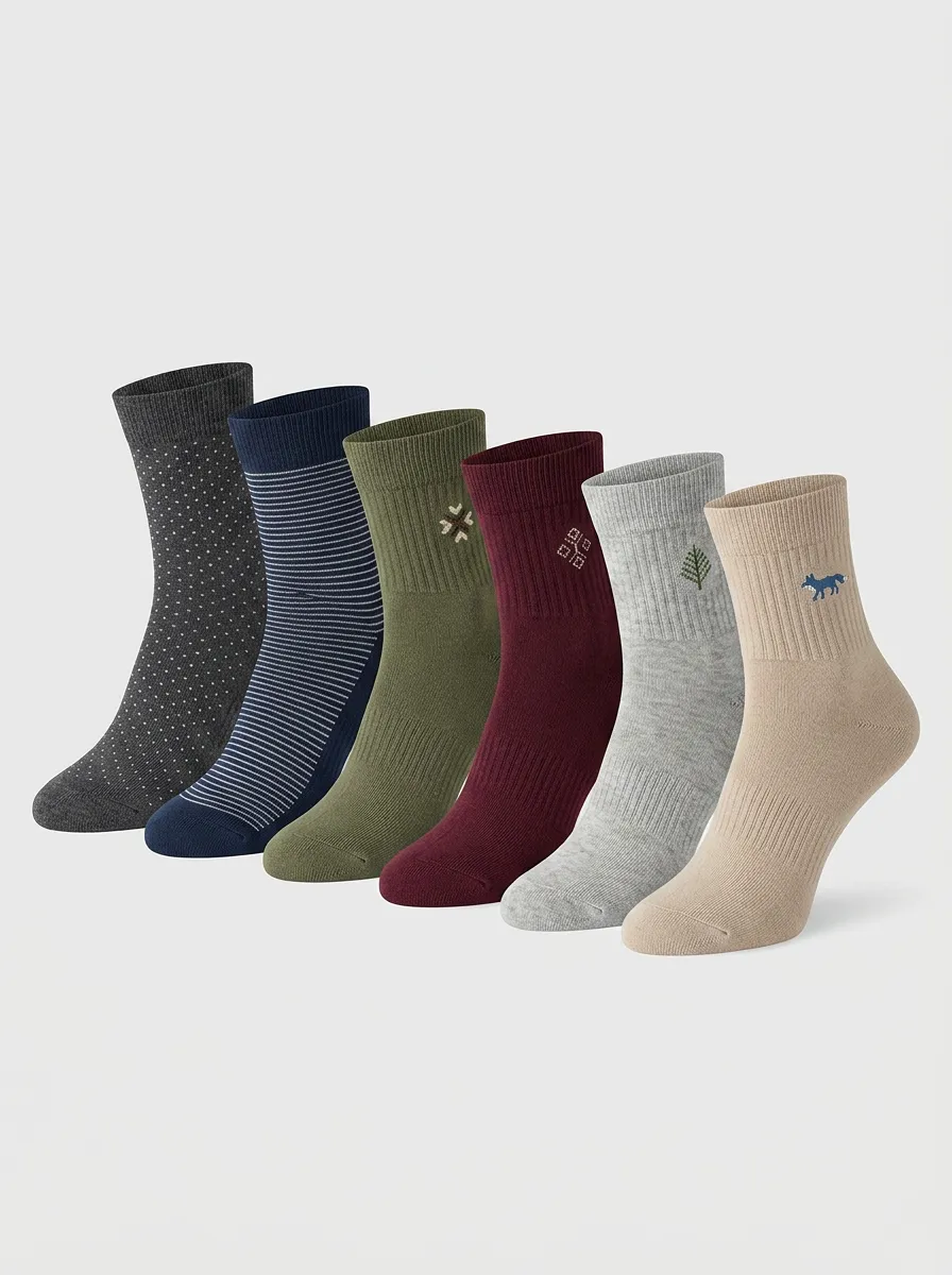 Heritage-Look Six-Pair Crew Socks