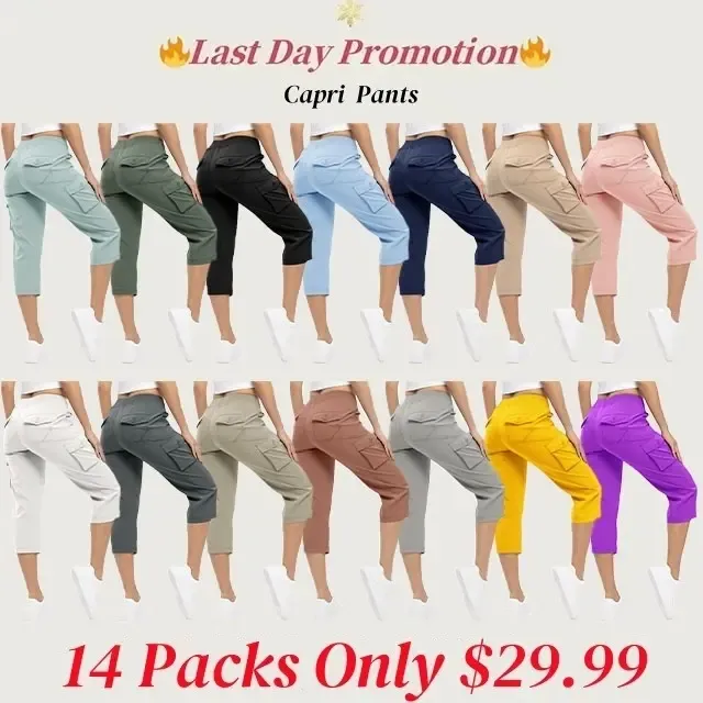 Last Day Promotion⏰Women’s Cargo Capri Lightweight Quick Dry Hiking Shorts with 6 Pockets