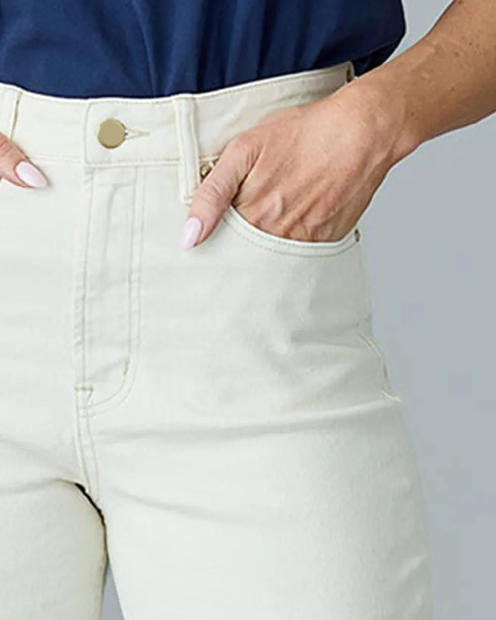 Ecru Wide Leg Jean