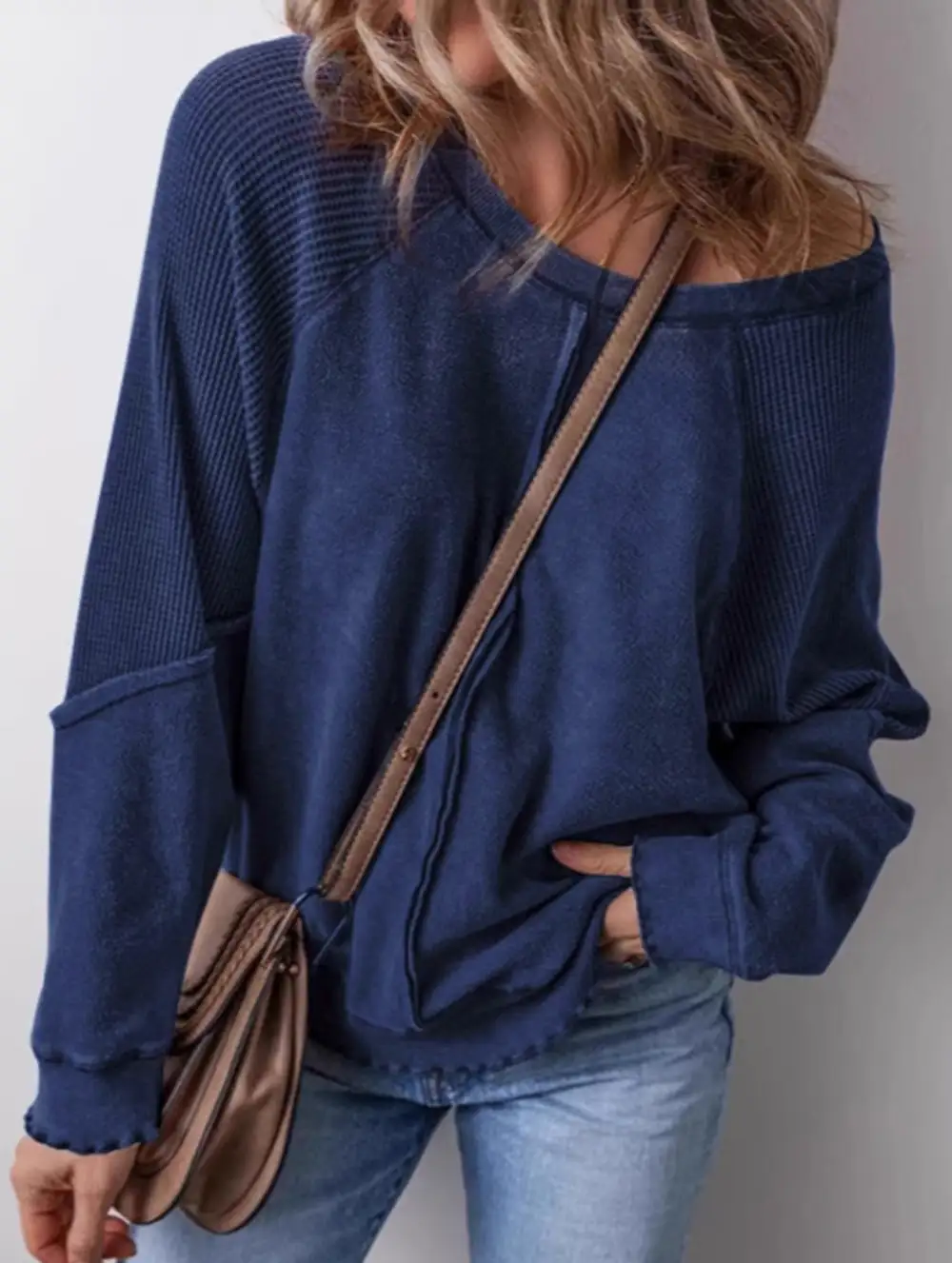 Soft Layer Patchwork Loose Sweatshirt