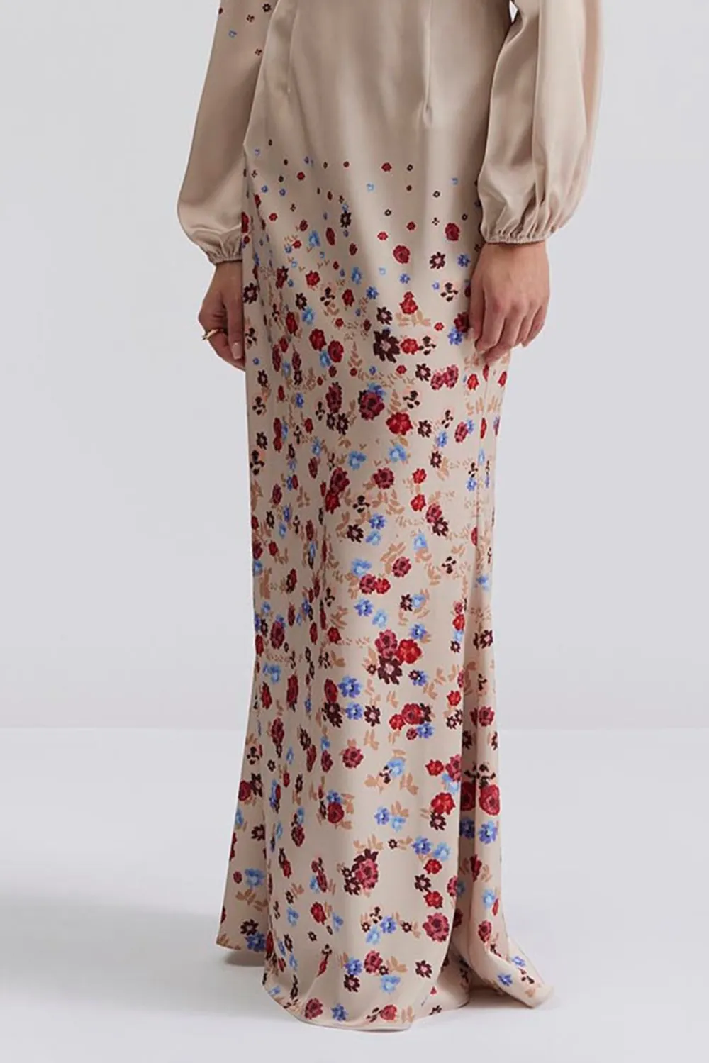 Floral Dot Print Maxi Skirt