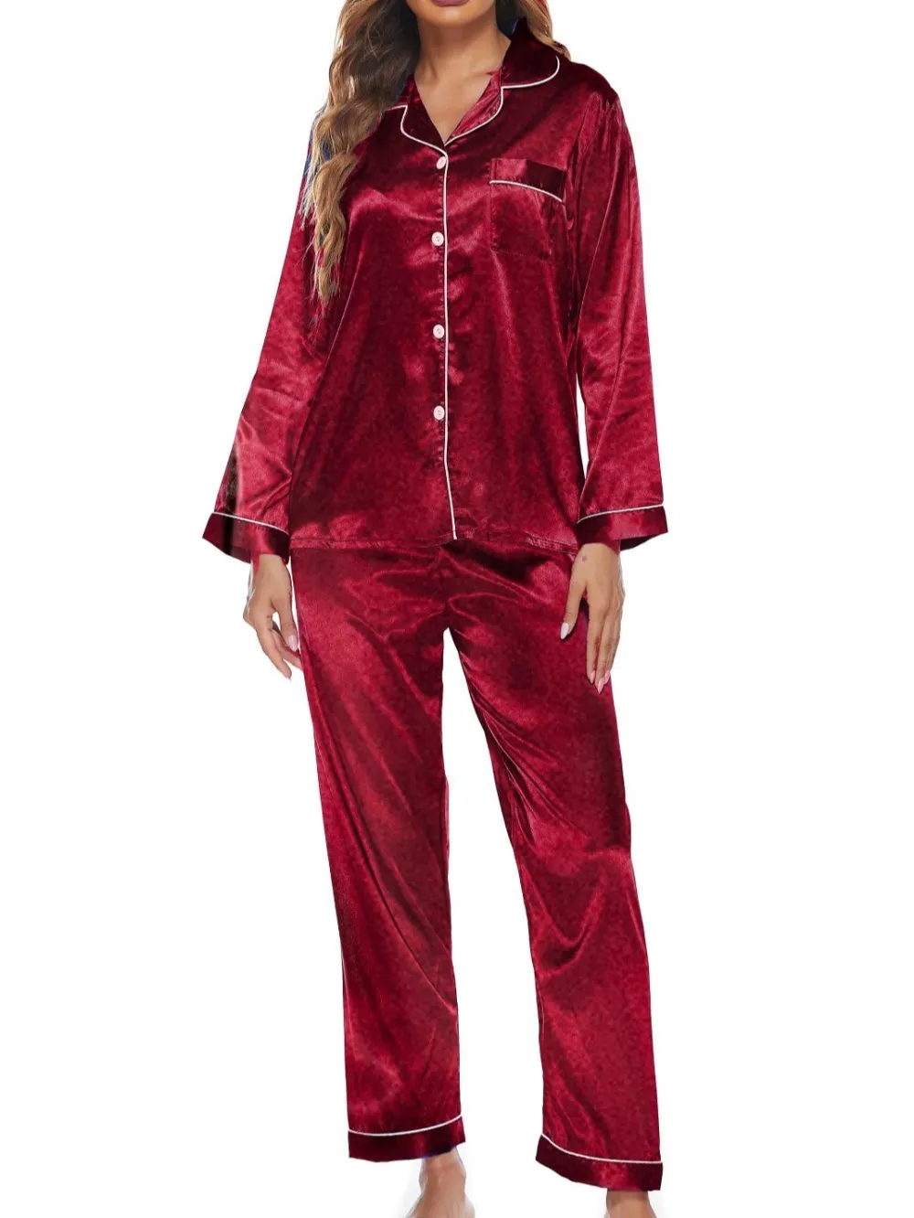 Two Piece Button Down Collared Pajama Set