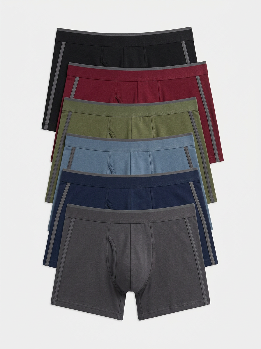 Men's Five-Pair Contrast-Piping Boxer Brief Set