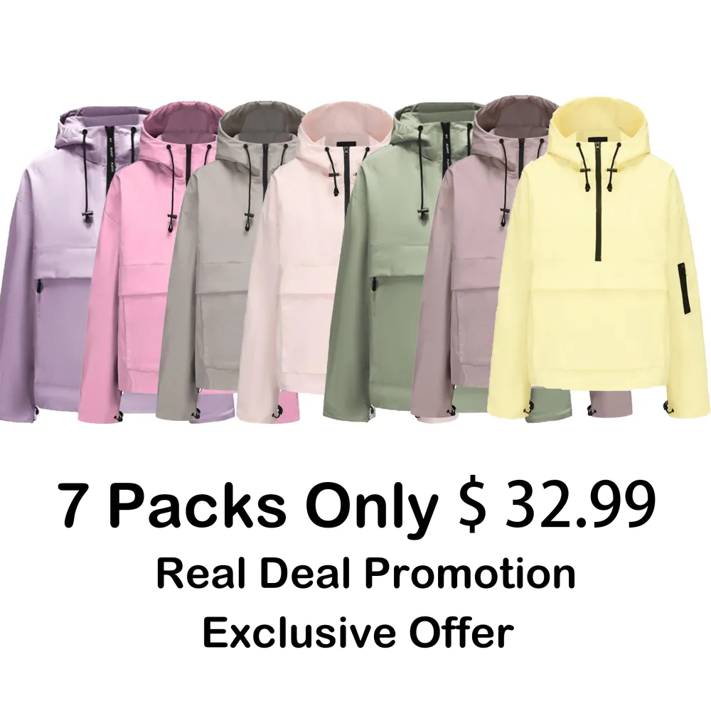 STM-TEX Waterproof Oversized Fall Hoodie Coat – Warm Half Zip Rain Jacket with Adjustable Waist, Hood & Cuffs