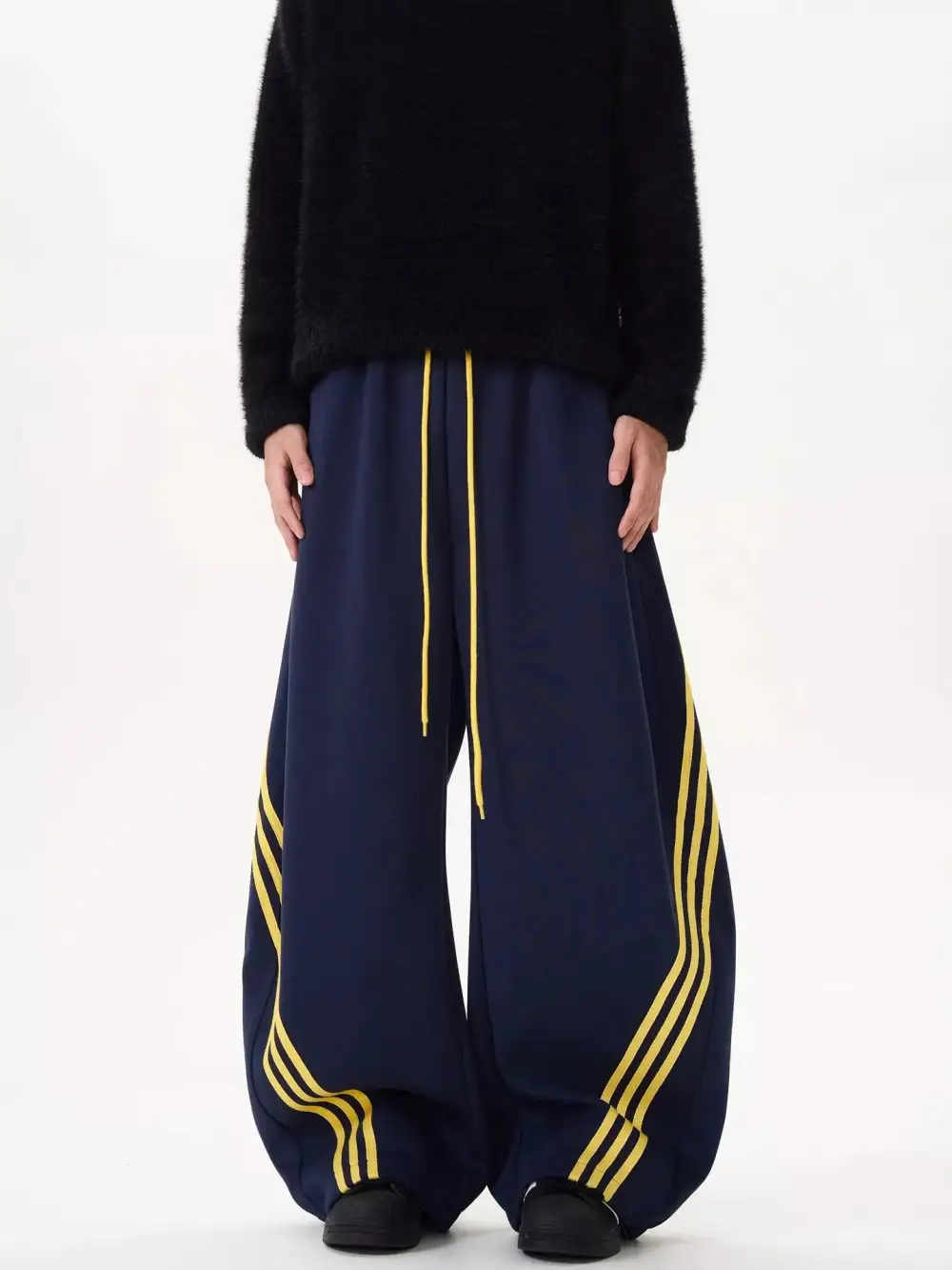 Men's Plus Size Wide Leg Striped Track Pants