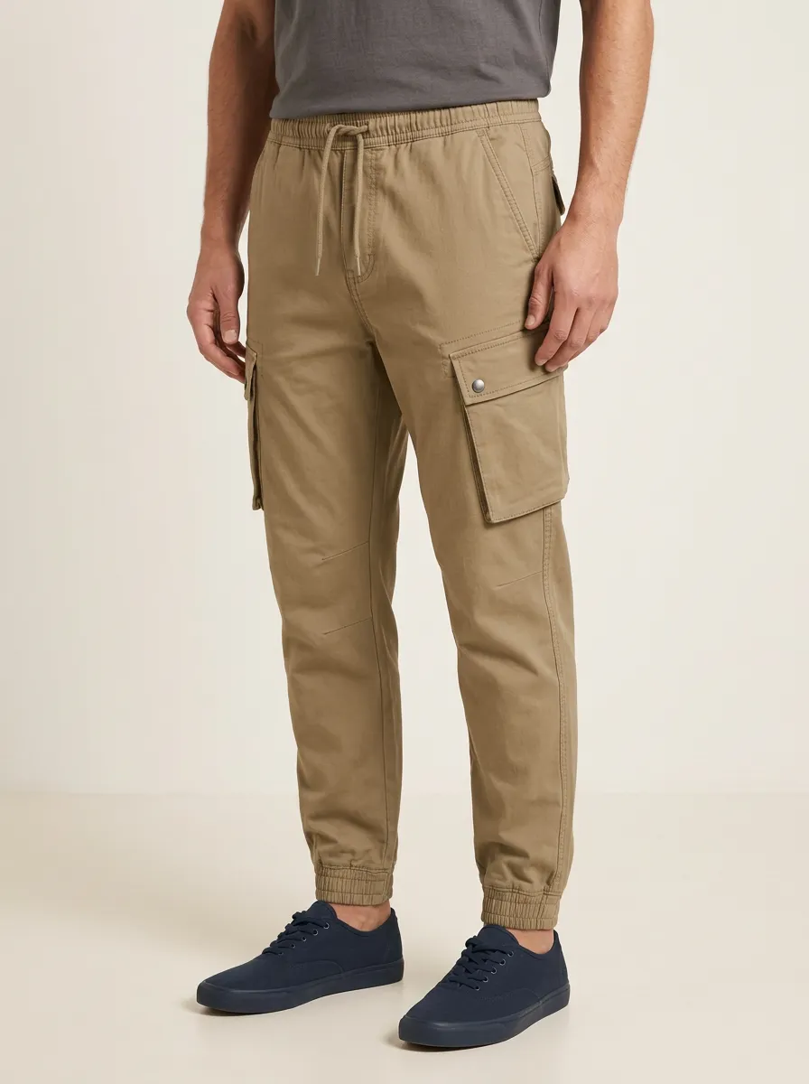 Elastic-Waist Printed Men's Cargo Pants