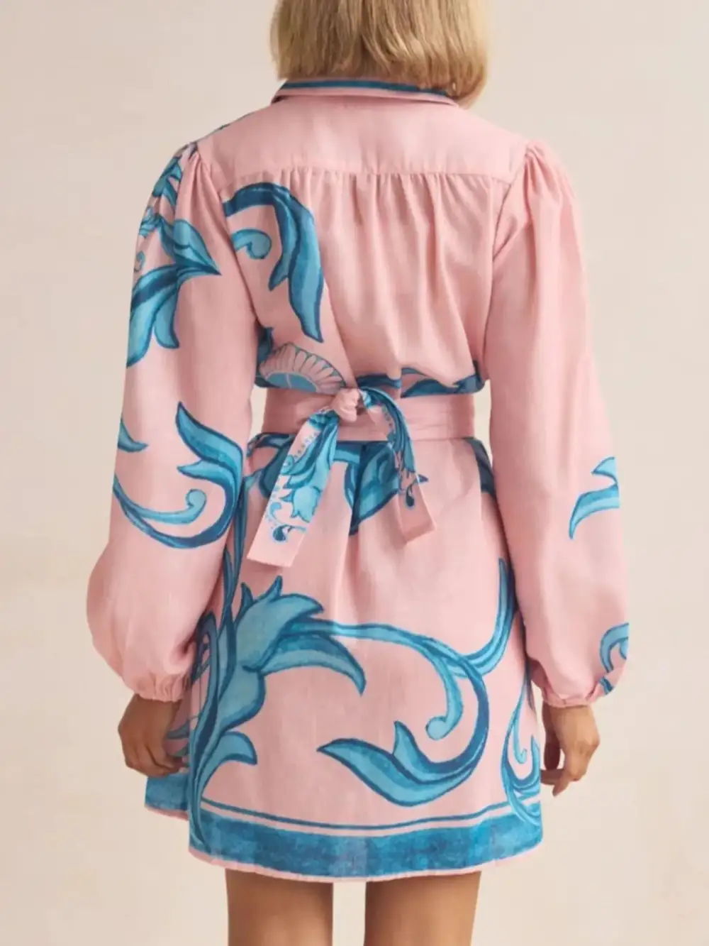 Smooth Finish Printed Long Sleeve Shirt Dress