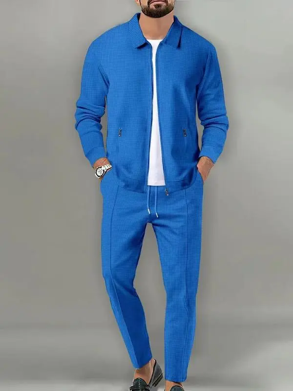 Men's Plain Zip Up Jacket & Drawstring Waist Pants Tracksuit Set, Men's Sportswear for Gym Workout Running, Casual Gym Wear, Tracksuit Outfit, Athletic Tracksuit, Casual Activewear, Gym Clothes Set, Athleisure Wear Set