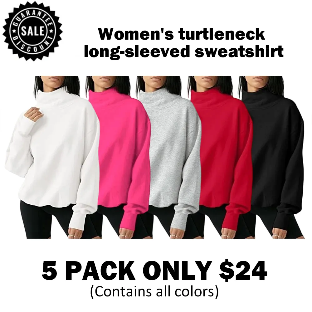 复制Women'S Oversized Turtleneck Sweatshirt Long Sleeve Pullover Casual Tops Womenswear Hoodie