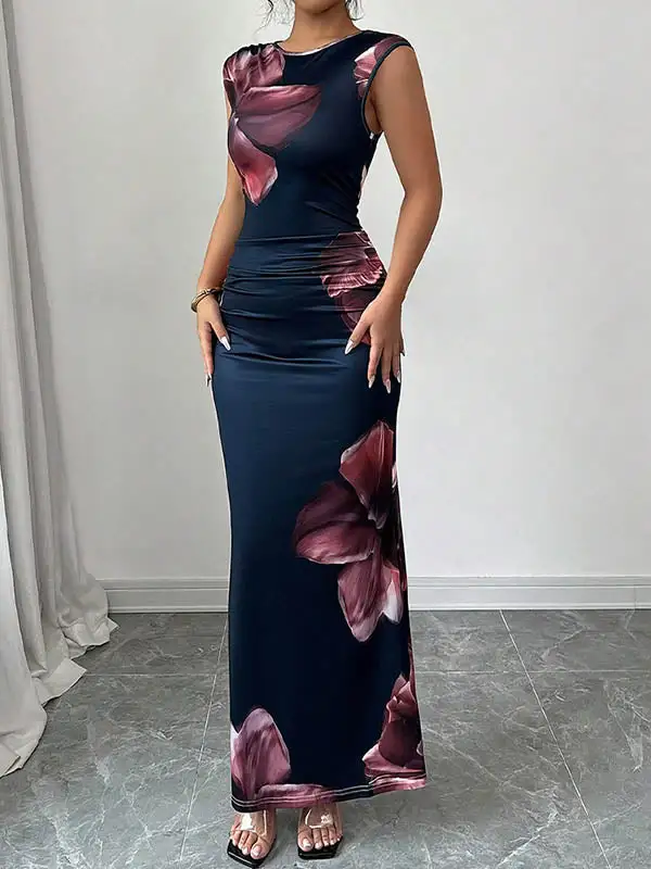 Sleeveless Neck Maxi Dress