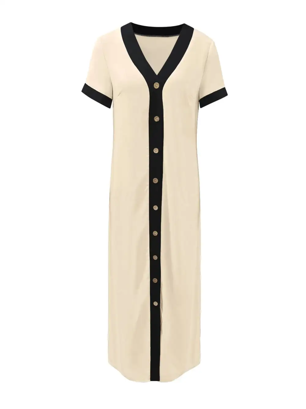 Smooth Finish Button Front Midi Dress