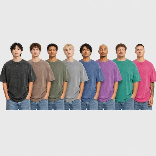 Men's Acid Washed Crew Neck T-Shirt