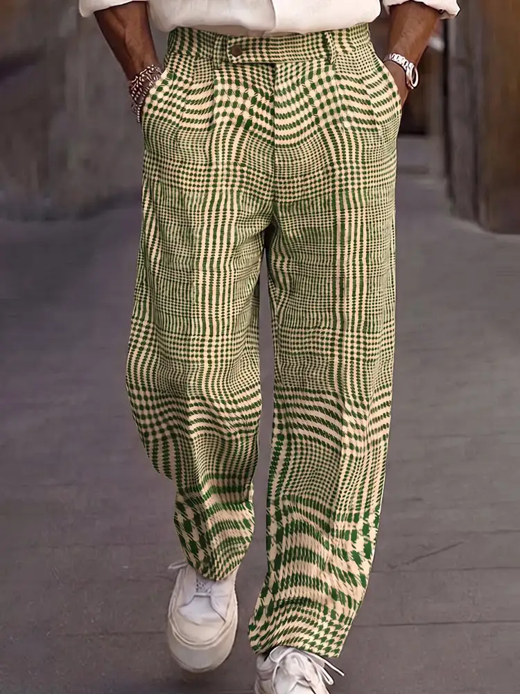 Smart Casual Plaid Pattern Suit Pants
