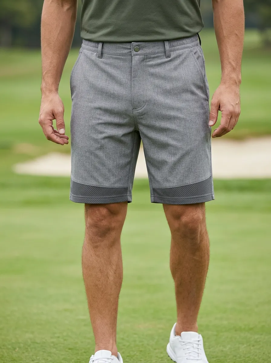 Mesh-Panel Golf Athletic Shorts