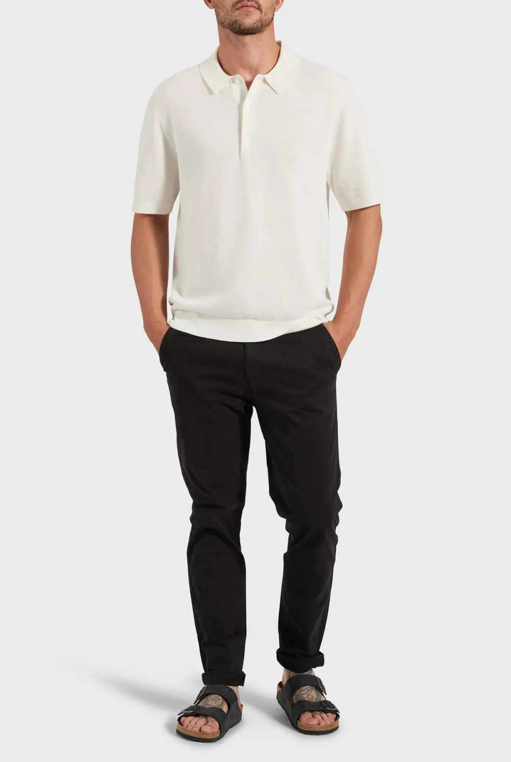 Cotton Blend Slim Leg Trousers