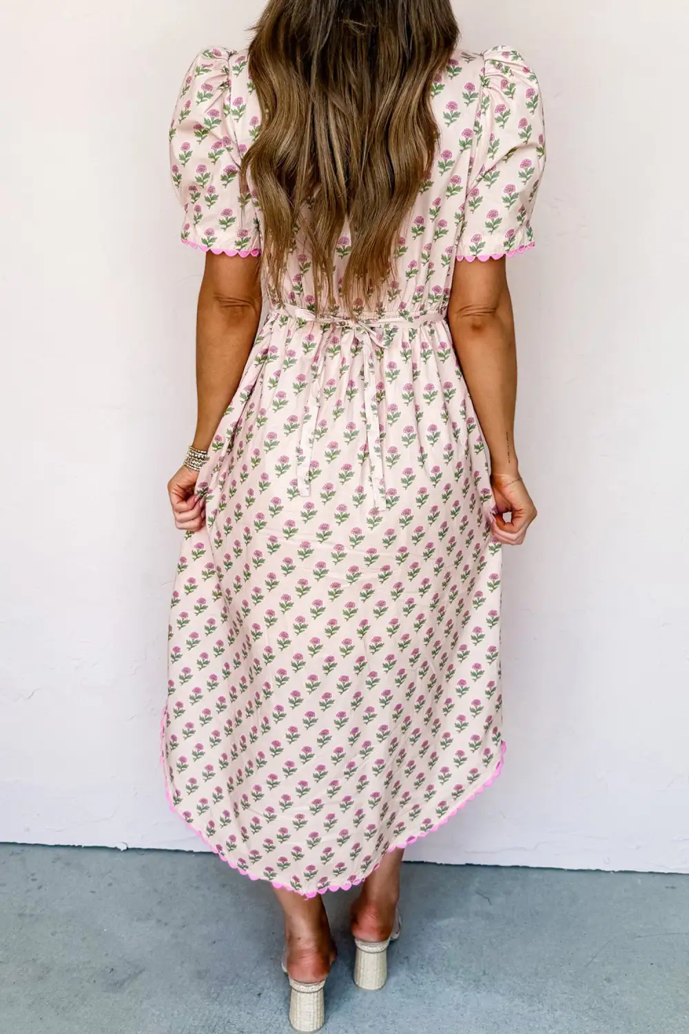 Comfort Fit Floral Printed V Neck Dress