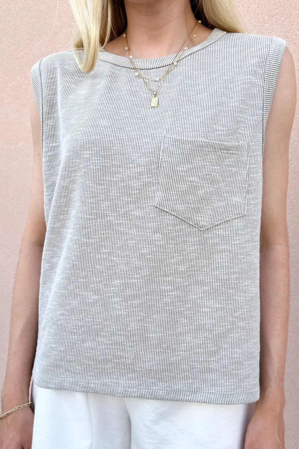 Boxy Fit Ribbed Sleeveless Top