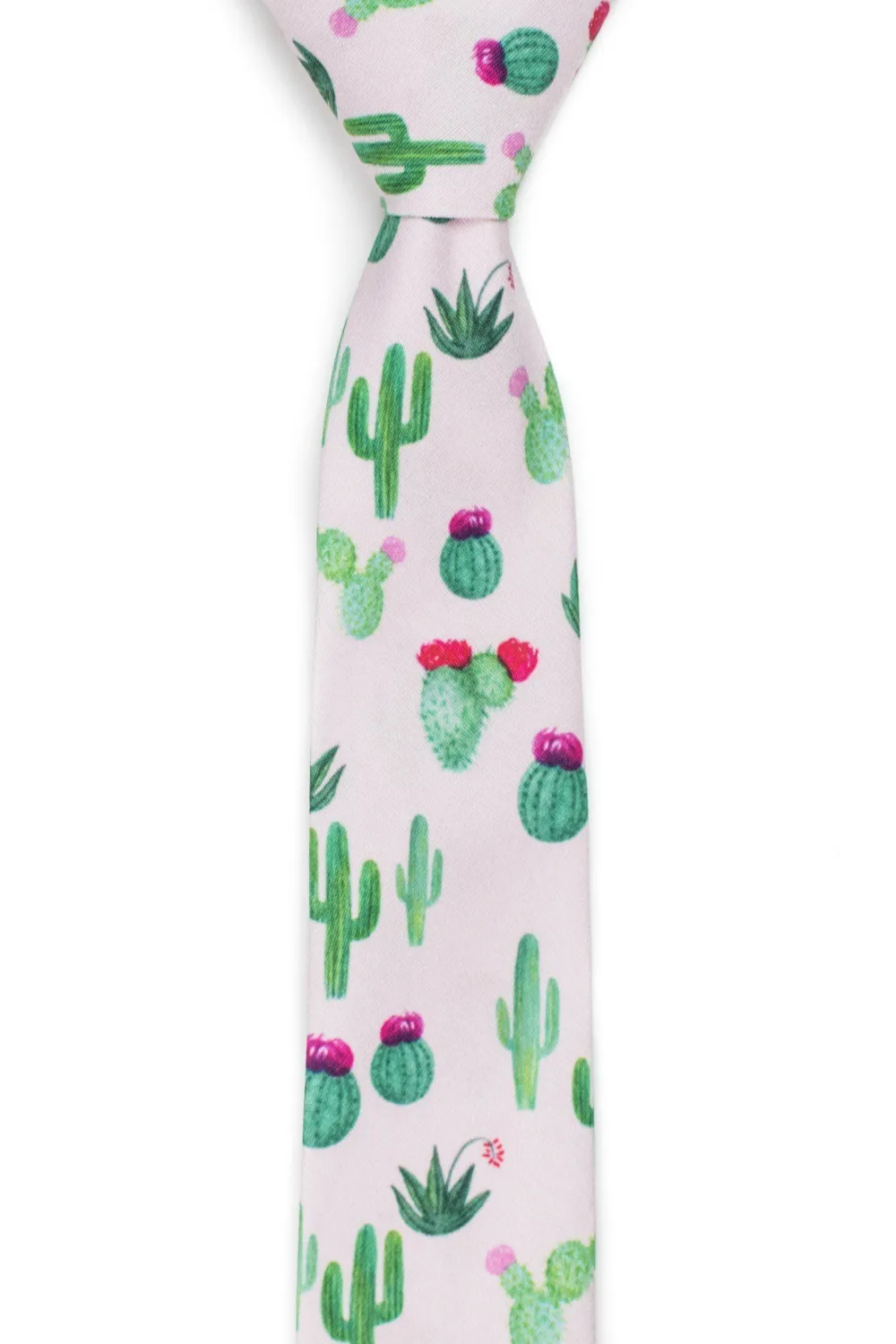Polished Cactus Botanical Pattern Necktie