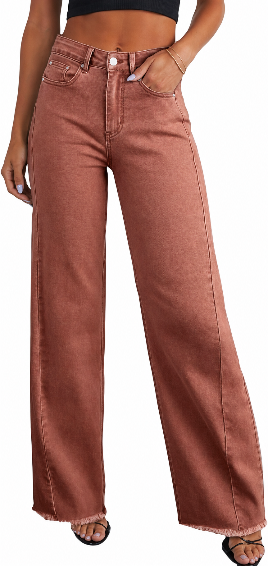 Women’s Wide Leg Jeans High Waisted Stretchy Denim Pants