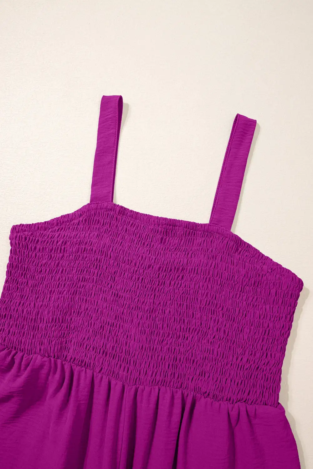 Orchid Smocked Square Neck Sleeveless Pockets Jumpsuit