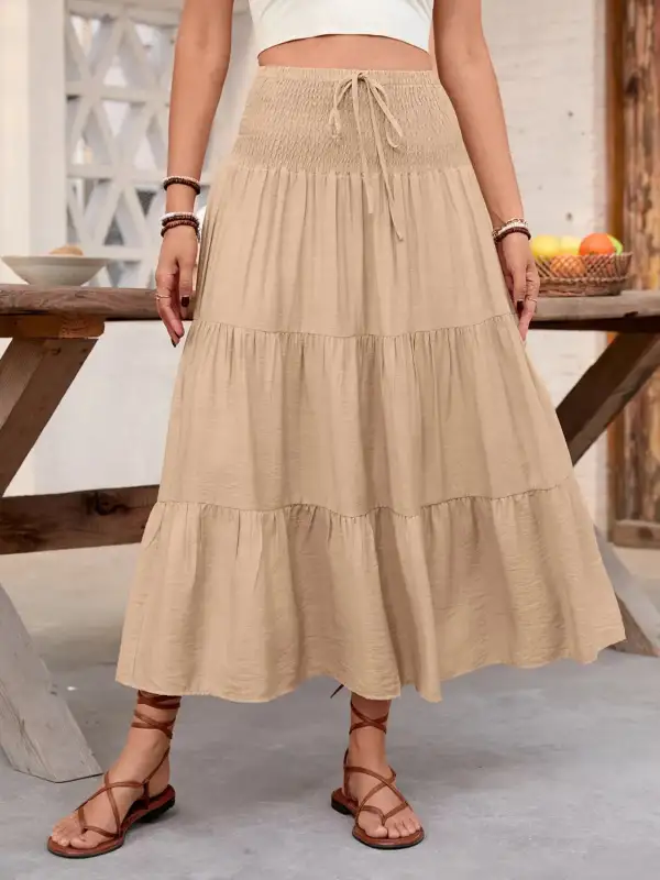 Fine Smocked Tiered Skirt