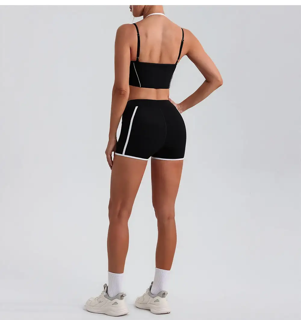 Contrast-Trim Backless Top and Shorts Active Set