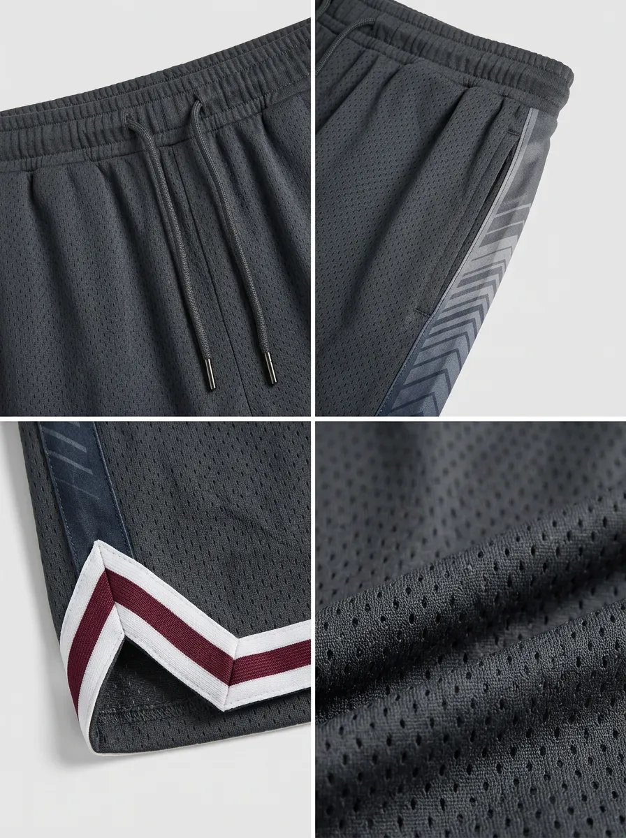 Versatile Striped Detail Mesh Detail Set Men's Basketball Shorts