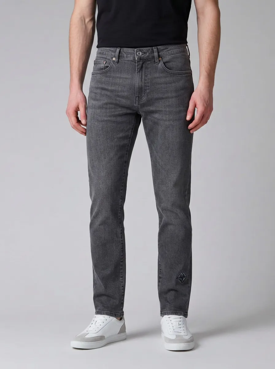Men's Classic Everyday Printed Detail Stretch Denim Jeans