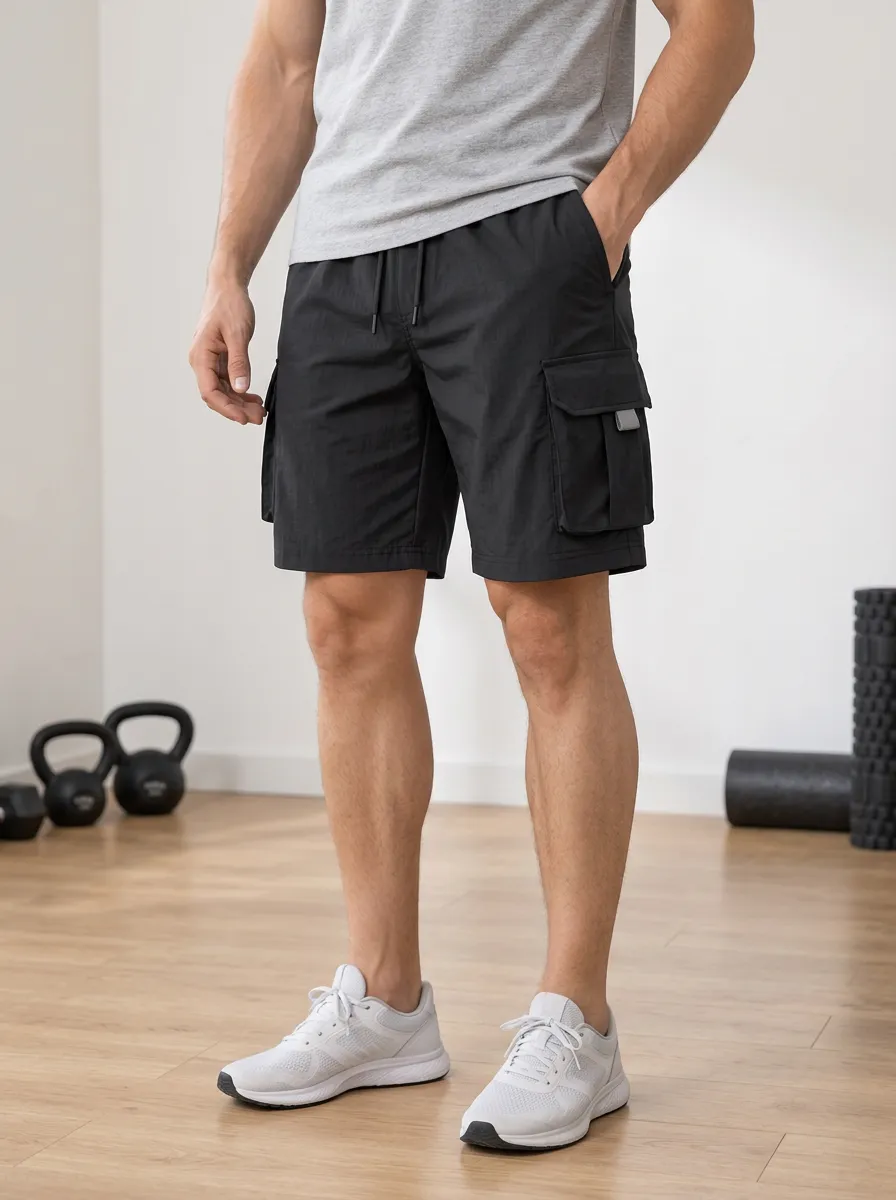 Men's Athletic Fitness Multi-Pocket Cargo Shorts