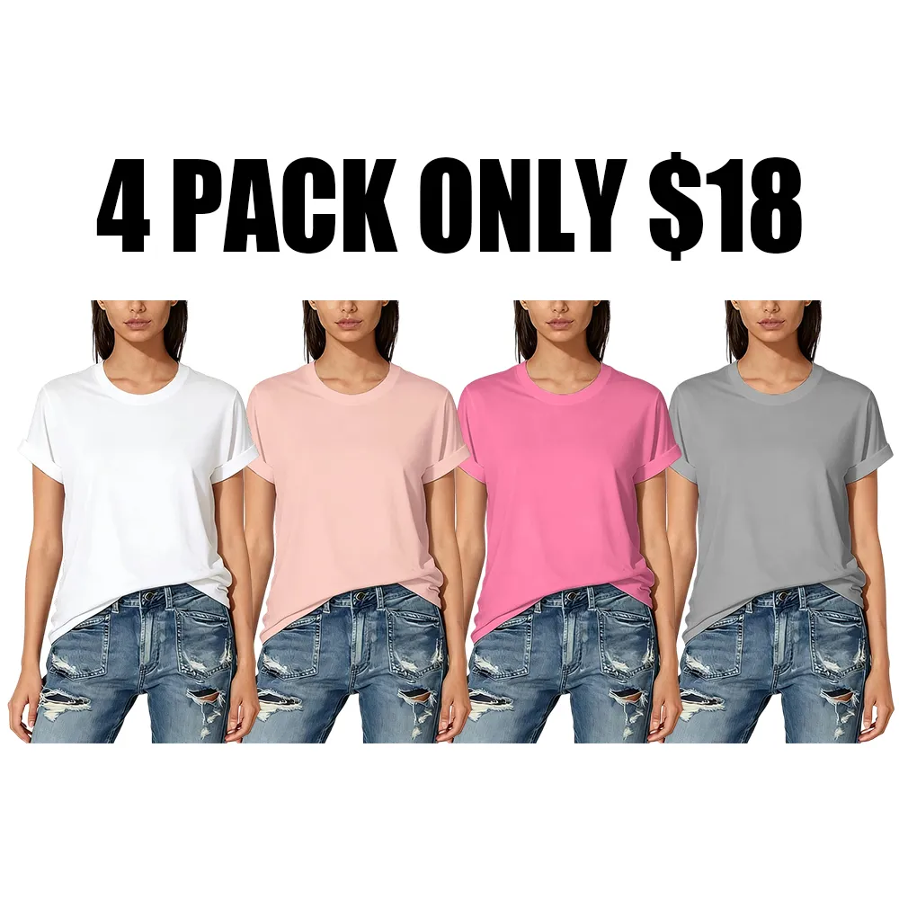 🔥Women's Short Sleeve T-Shirts Multipack-🔥8-Pack - All Colors Included