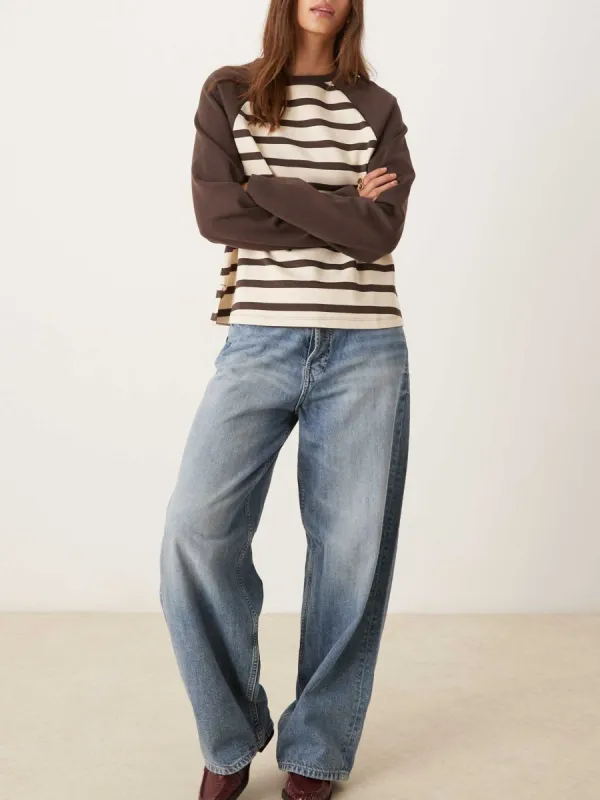 Stripe Raglan Long-Sleeve Top
