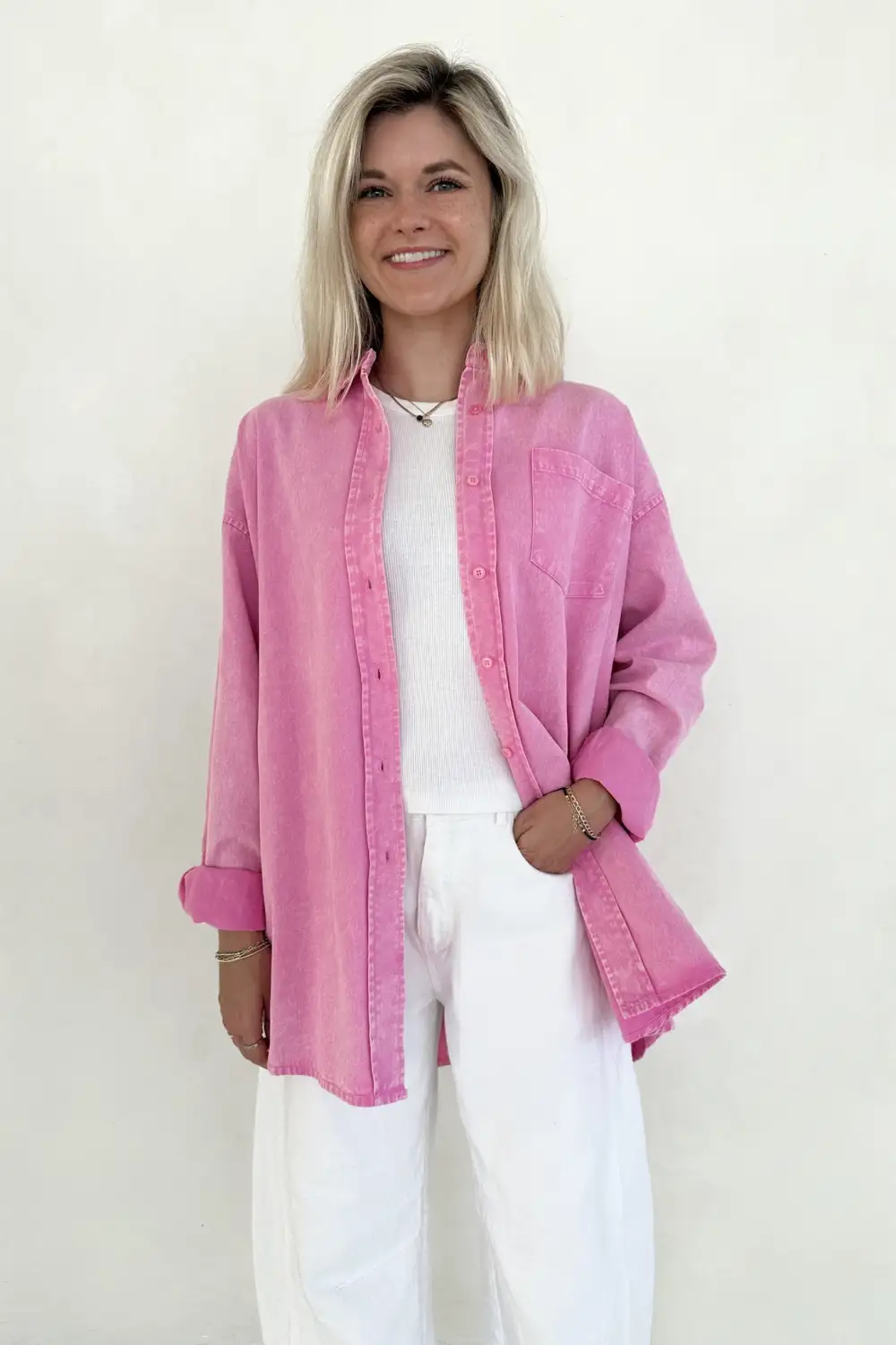 Smooth Fit Denim Oversized Shirt
