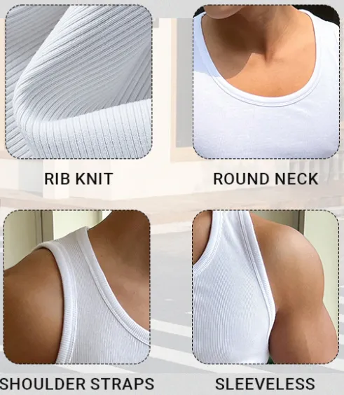 Men's Tank Top Scoop Neck Knit Gym Workout Muscle Tank Undershirt Sleeveless Shirts