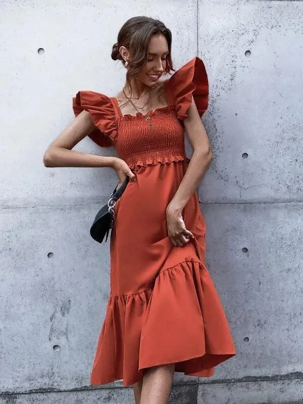 Women Solid Backless Bow Fitted Dress